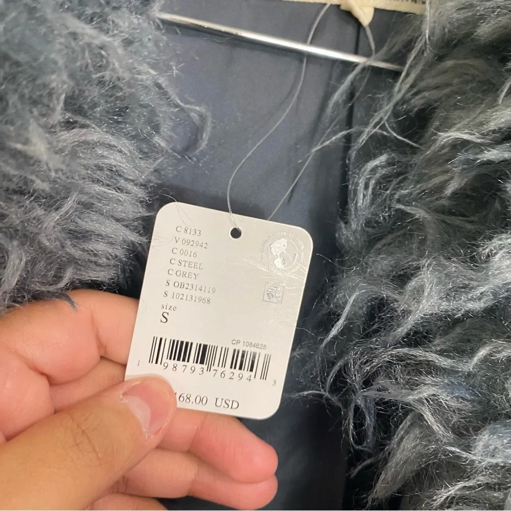 Free People Moonlight Faux Fur Jacket Shaggy In Steel‎ Gray Small - Picture 3 of 6